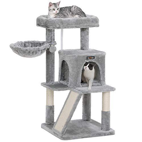 FEANDREA キャットタワー 大型猫 ハンモック耐荷重10KG 天然サイザル