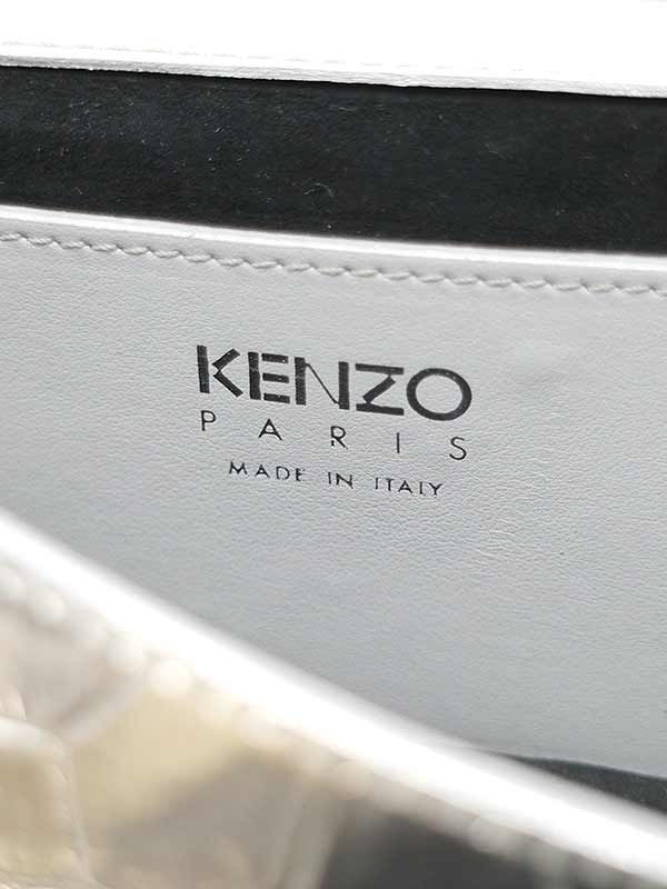 KENZO ケンゾー TALI アイモチーフ型押しショルダーバッグ シルバー