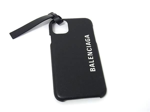 BALENCIAGA バレンシアガ 618389 レザー iPhone11対応 アイフォンケース スマホケース メンズ レディース ブラック系 BS0462
