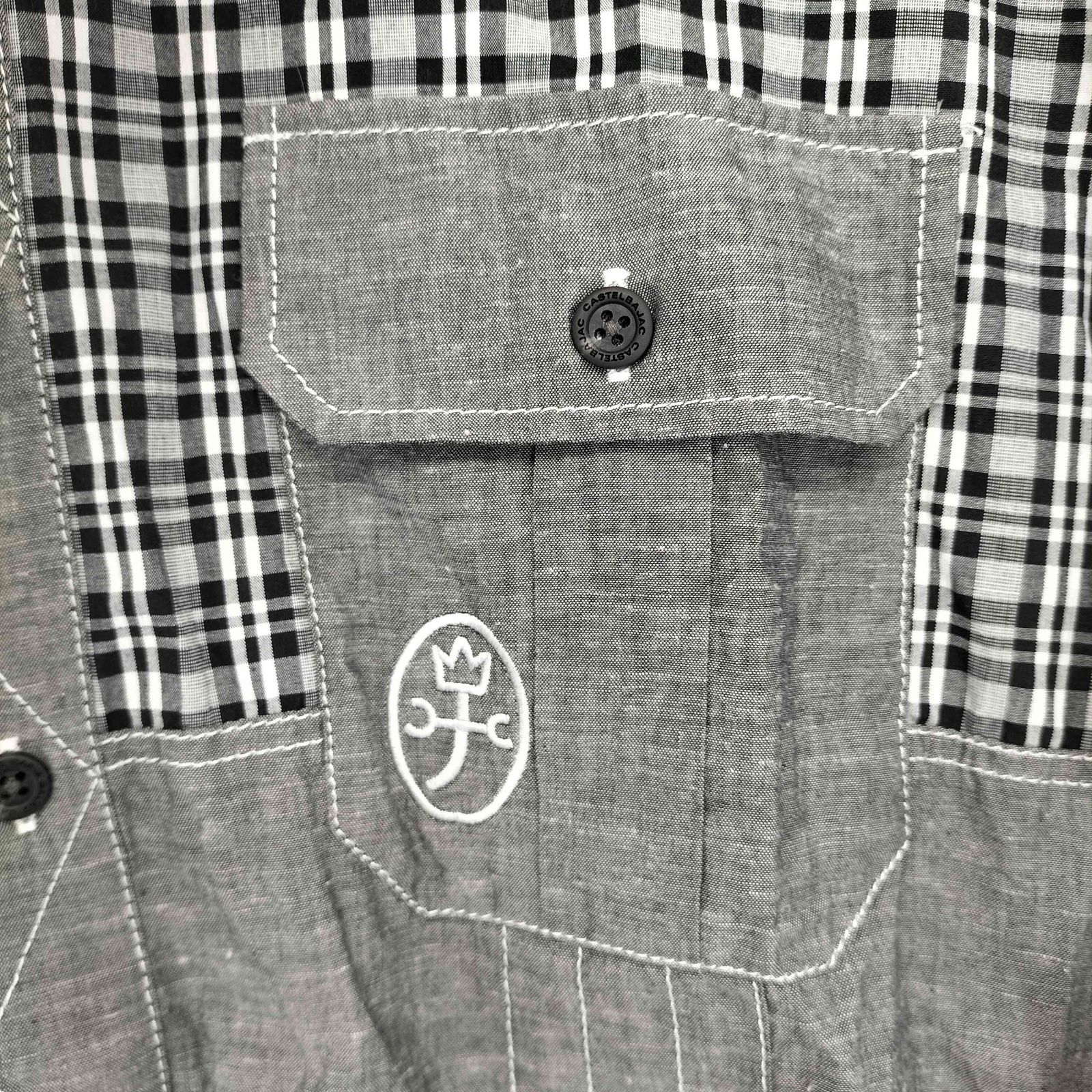 Castelbajac カステルバジャック 半袖 シャツメンズ 4 カステルバジャック CASTELBAJAC ロゴ刺繍 切替半袖シャツ