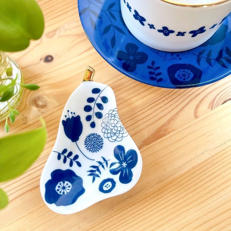 白磁用】北欧風 フラワー＆リーフ転写紙 マヨリカブルー