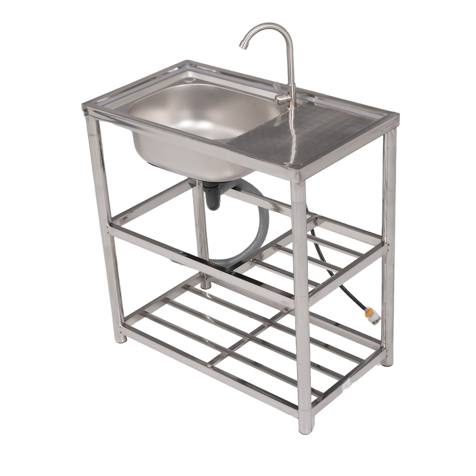 19 割 幅80cm 屋外ステンレス製ガーデンシンク 作業台 収納棚付 簡単組立 シルバー