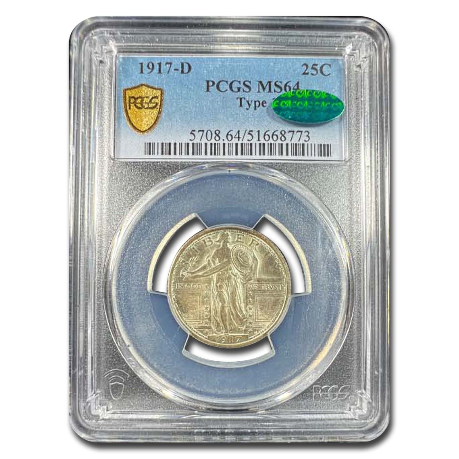 1917-D Standing Liberty Quarter Type-I MS-64 PCGS CAC