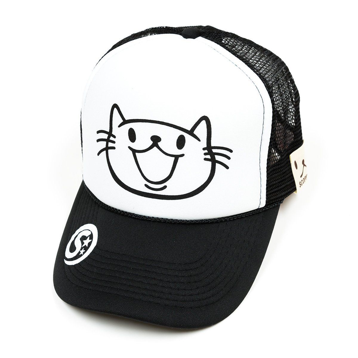 スコーピー ネコ好き のための 猫柄 メッシュキャップ SMILE CAT ブラ