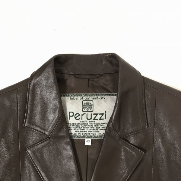 Peruzzi シングルライダースジャケット 46 ブラック ライダースジャケットメンズ シングル レザージャケット 革