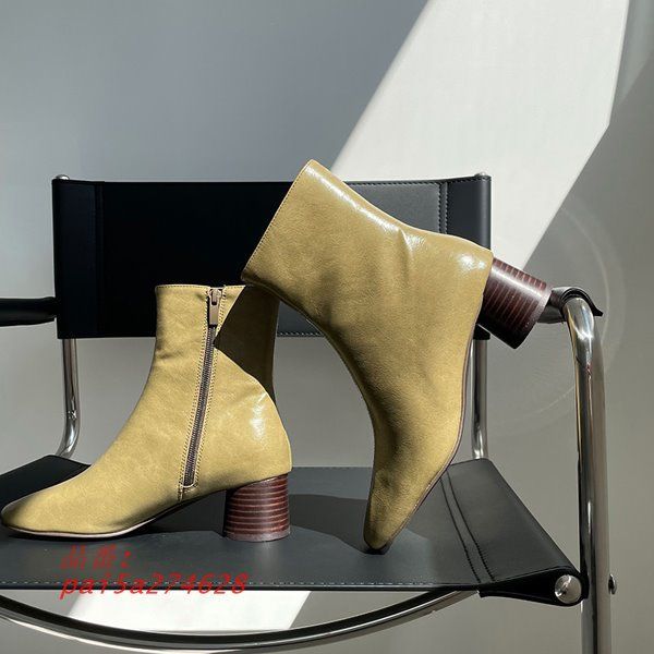 ショートブーツ ブーツ 履きやすい 痛くない レザータッチ サイドジップ チャンキーヒール センターライン 楽ちん 太ヒール 秋冬 pai 5 a 274628