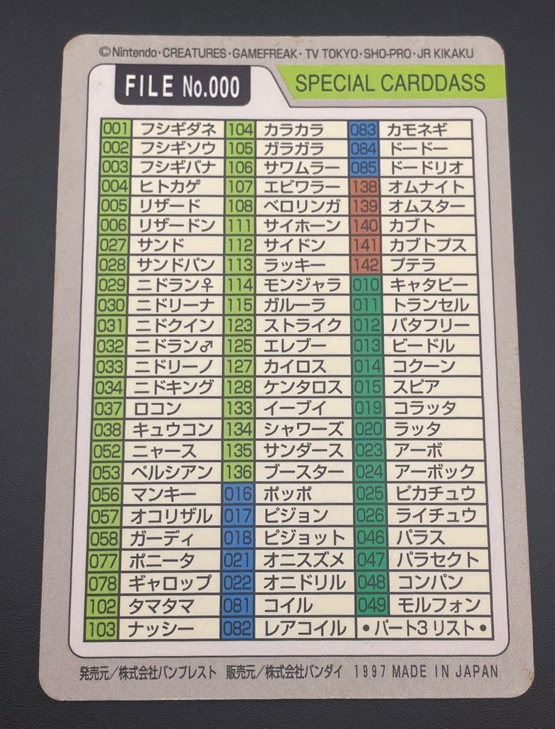 【中古品】 FILE No.000 SPECIAL CARDDASS バンダイ 中古品】 FILE No.000 SPECIAL CARDDASS バンダイ カードダス