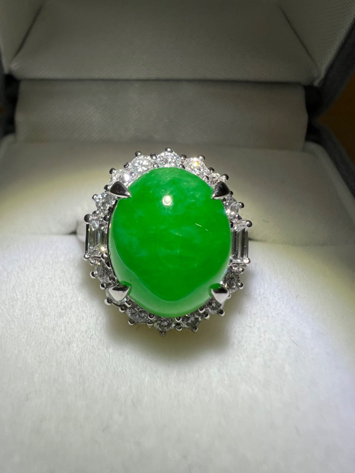 PT900 翡翠/ヒスイ ダイヤモンド リング 翡翠4.56ct D0.62ct