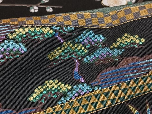 【梅】正絹　黒留袖　五つ紋　美品　縮緬　手刺繍　上質　雅　色紙重ね　作家物 平和屋着物□豪華黒留袖 作家物 駒刺繍 御所車梅文 暈し染め