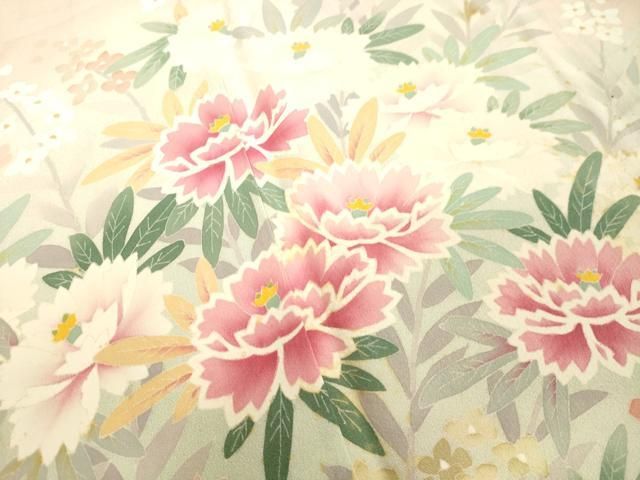 平和屋着物○訪問着 友禅 草花文 暈し染め 正絹 逸品 DAAU0871tw 平和