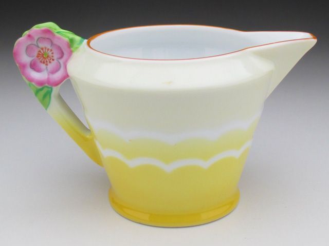 オールドノリタケ イエロー地 シュガー＆フラワーハンドル付ミルク