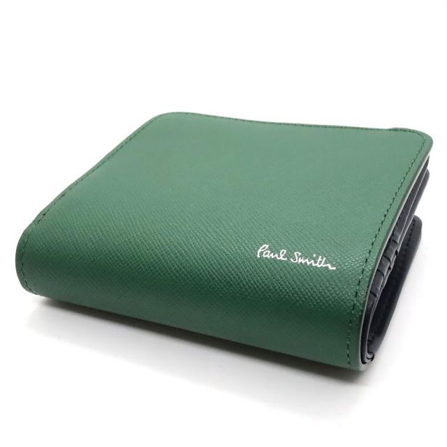 Paul Smith 二つ折り財布　現行品　ブライトストライププラー　緑　美品 ブライトストライププラー 2つ折り財布【553423 P915】（財布
