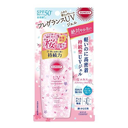 サンカット KOSE 日焼け止め パーフェクト UV ジェル SPF50+ PA++++ ウォータープルーフ 桜の香り 100グラム (x 1)