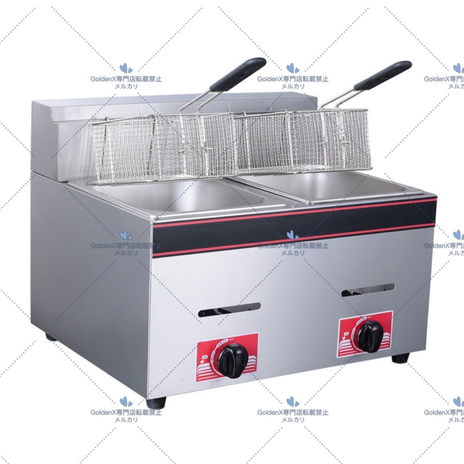 ガスフライヤー 2槽式 揚げ物天ぷら 8L×2 LPガス式|業務用|飲食店|店舗用品|屋台|出店