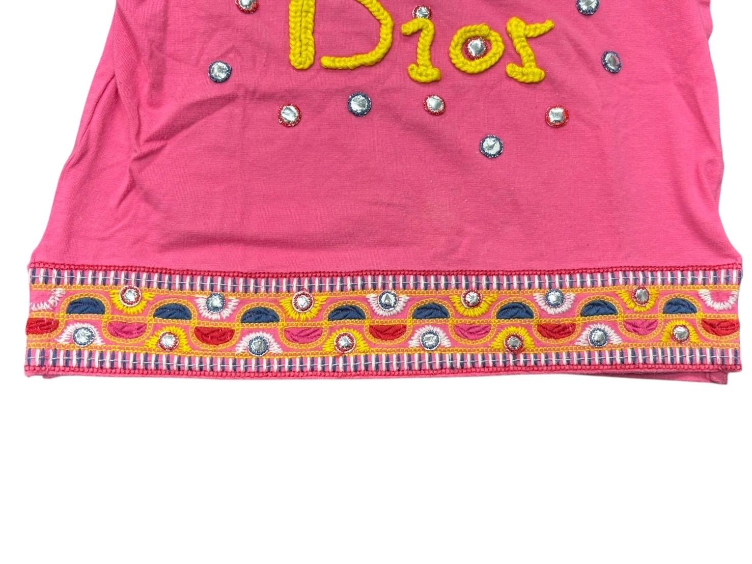 新品続々入荷中！ Christian Dior クリスチャンディオール ガリアーノ期 KIDS 半袖Ｔシャツ A1S4TEE1 ピンク イエロー スタッズ コットン ポリウレタン 4b008439