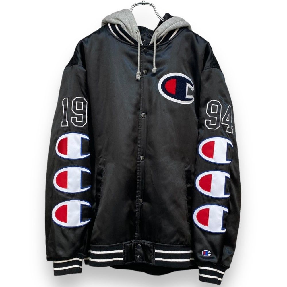 SUPREME × CHAMPION 18AW Hooded Satin Varsity Jacket XLサイズ 