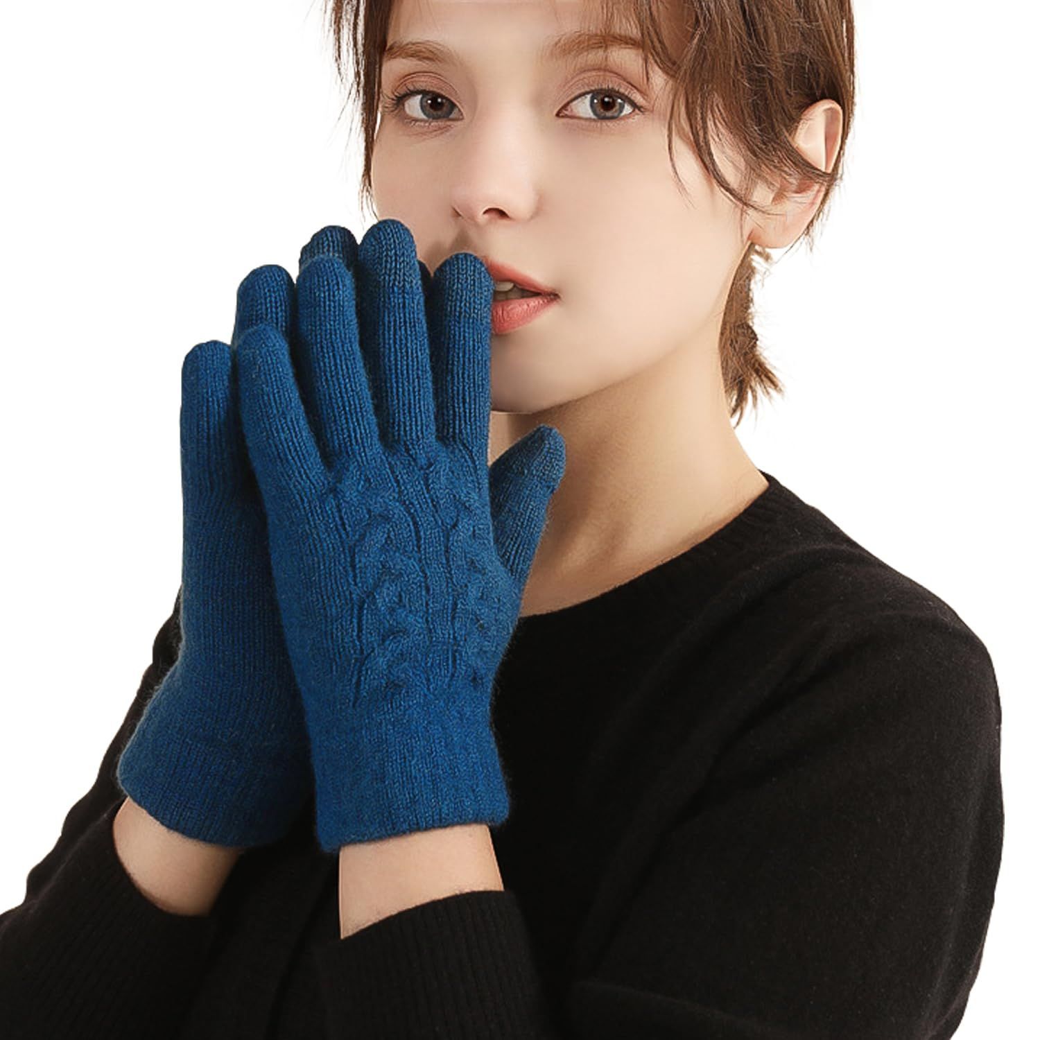 暖かい スマホ対応 ふわふわ裏起毛 厚手 柔らかい スマホ手袋 ニット手袋 かわいい 防寒 無地 防寒グローブ 冬 てぶくろ おしゃれ レディース 通勤 自転車 手袋 バイク キャンプ Pawinpaw プレゼント 女性用