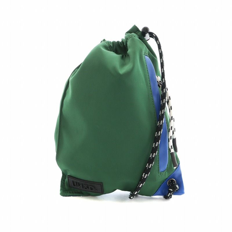 アンスリード UN3D. ナイロン ナップサック NYLON KNAPSACK ショルダー ボディバッグ 斜めがけ ロゴ 緑 グリーン /MQ