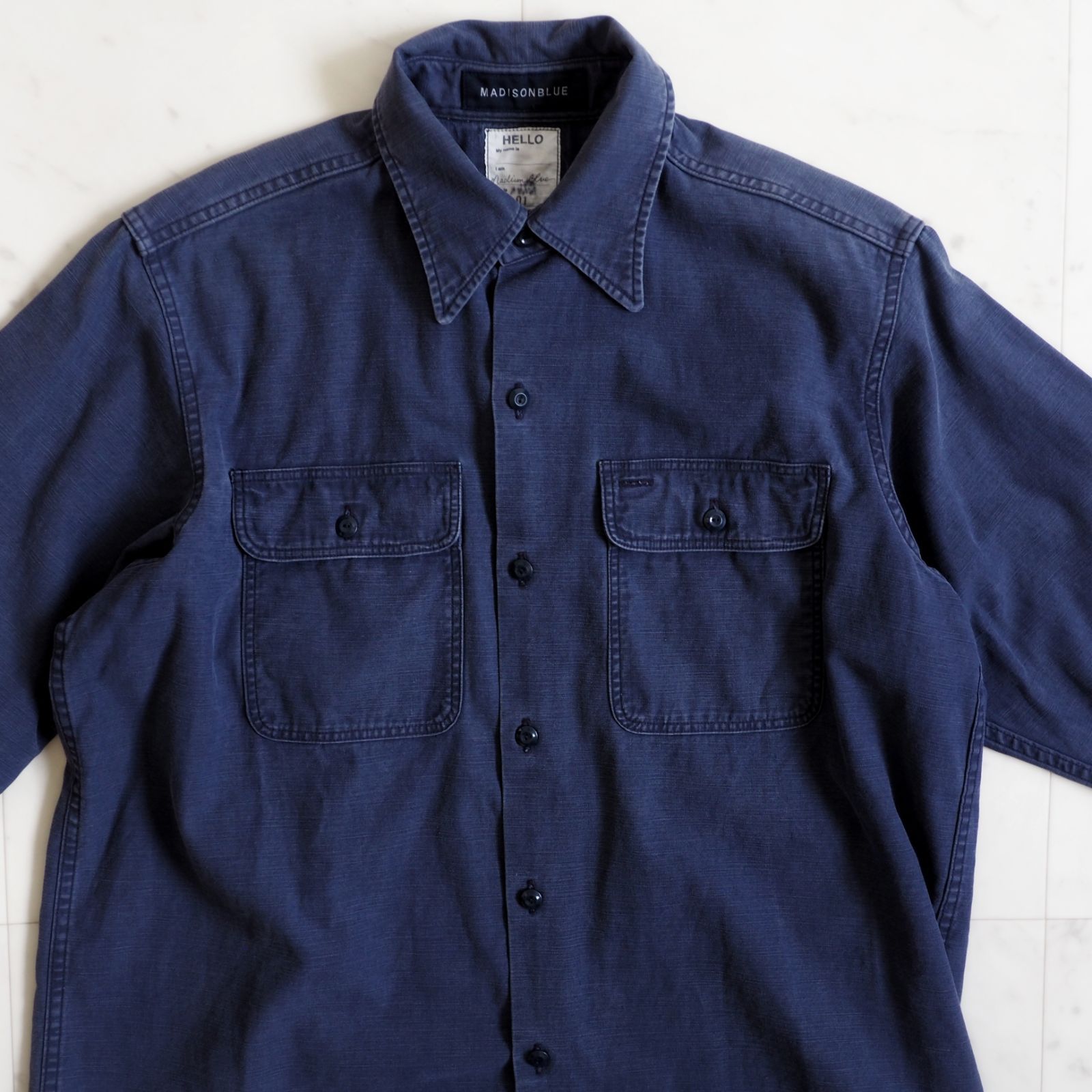 【極美品】マディソンブルー×IENA /HAMPTONシャツ ネイビー(01) 希少!!イエナ別注【マディソンブルー】ハンプトンバックサテンシャツ