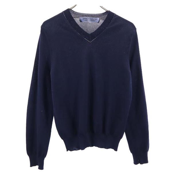 コムデギャルソン 2005年 日本製 Vネック ニット M ネイビー COMME des GARCONS 長袖 セーター メンズ 【中古】  【230927】 メール便可