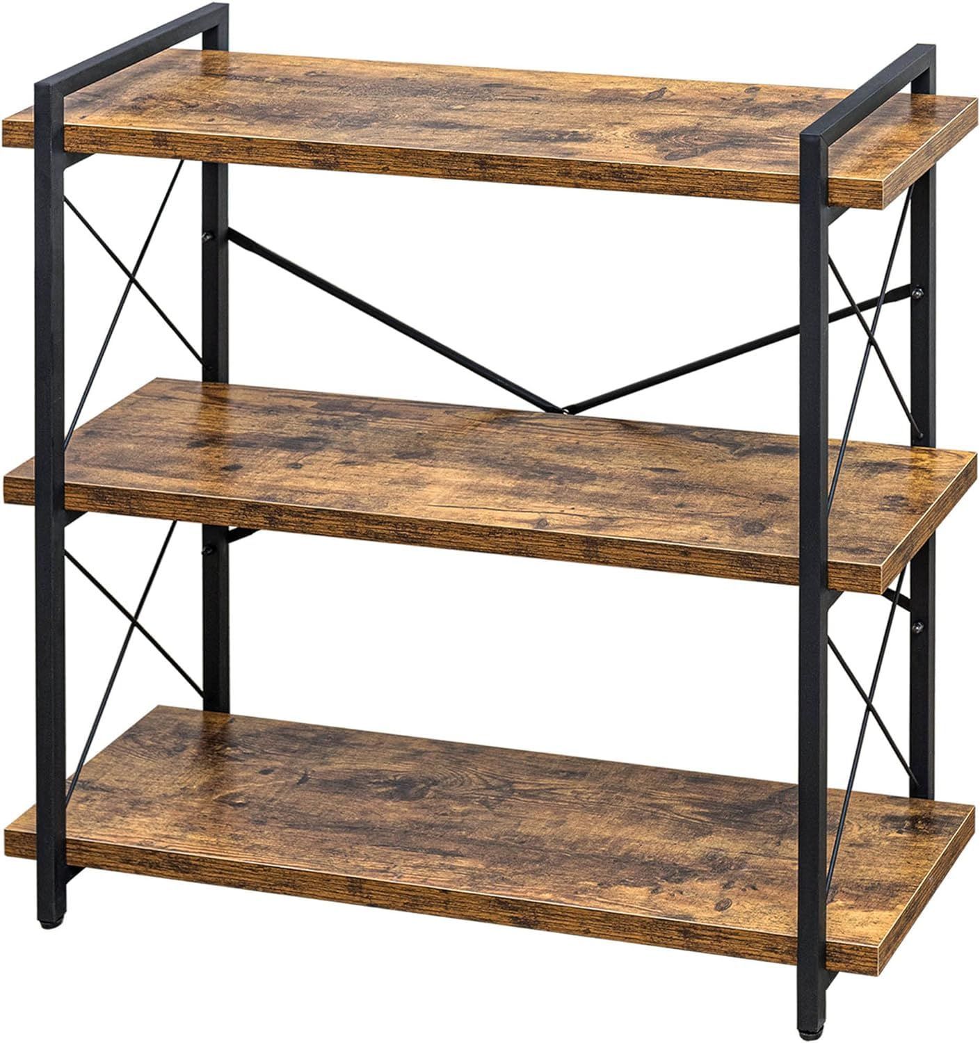 k863 ヴィンテージ感のある木製シェルフ 3段ラック 花台 正方形 高さ76