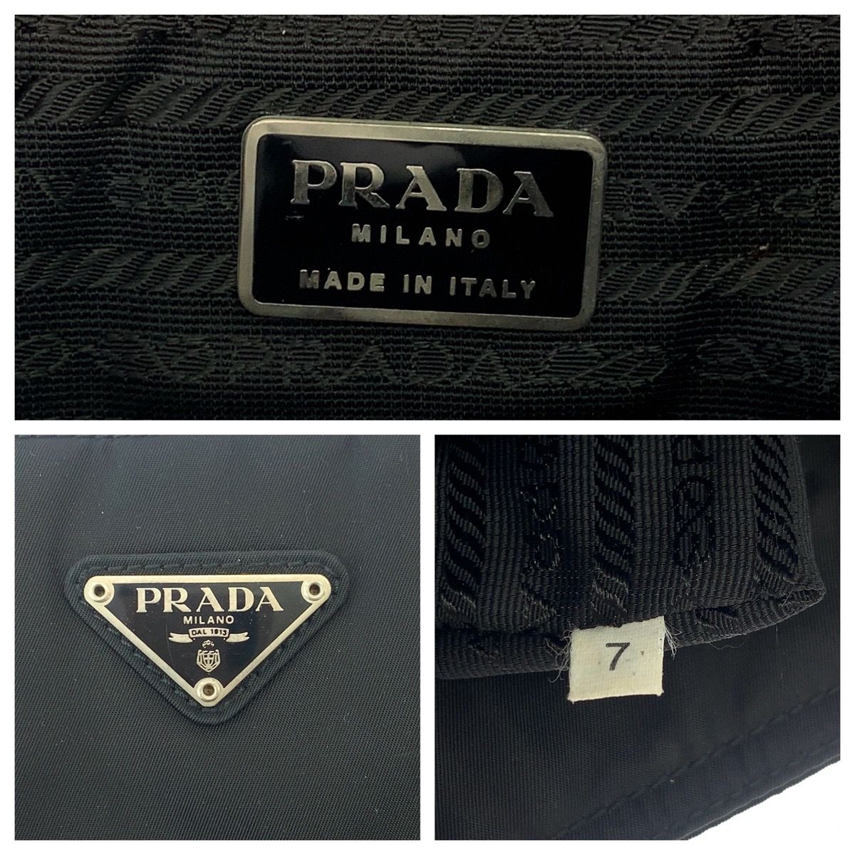 PRADA プラダ テスート 三角ロゴプレート ブラック 黒 シルバー PRADA プラダ テスート 三角ロゴプレート ブラック 黒 シルバー