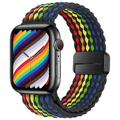 Apple 縺れ Watch スポーツ バンド 42/44mm ブラック/レインボー