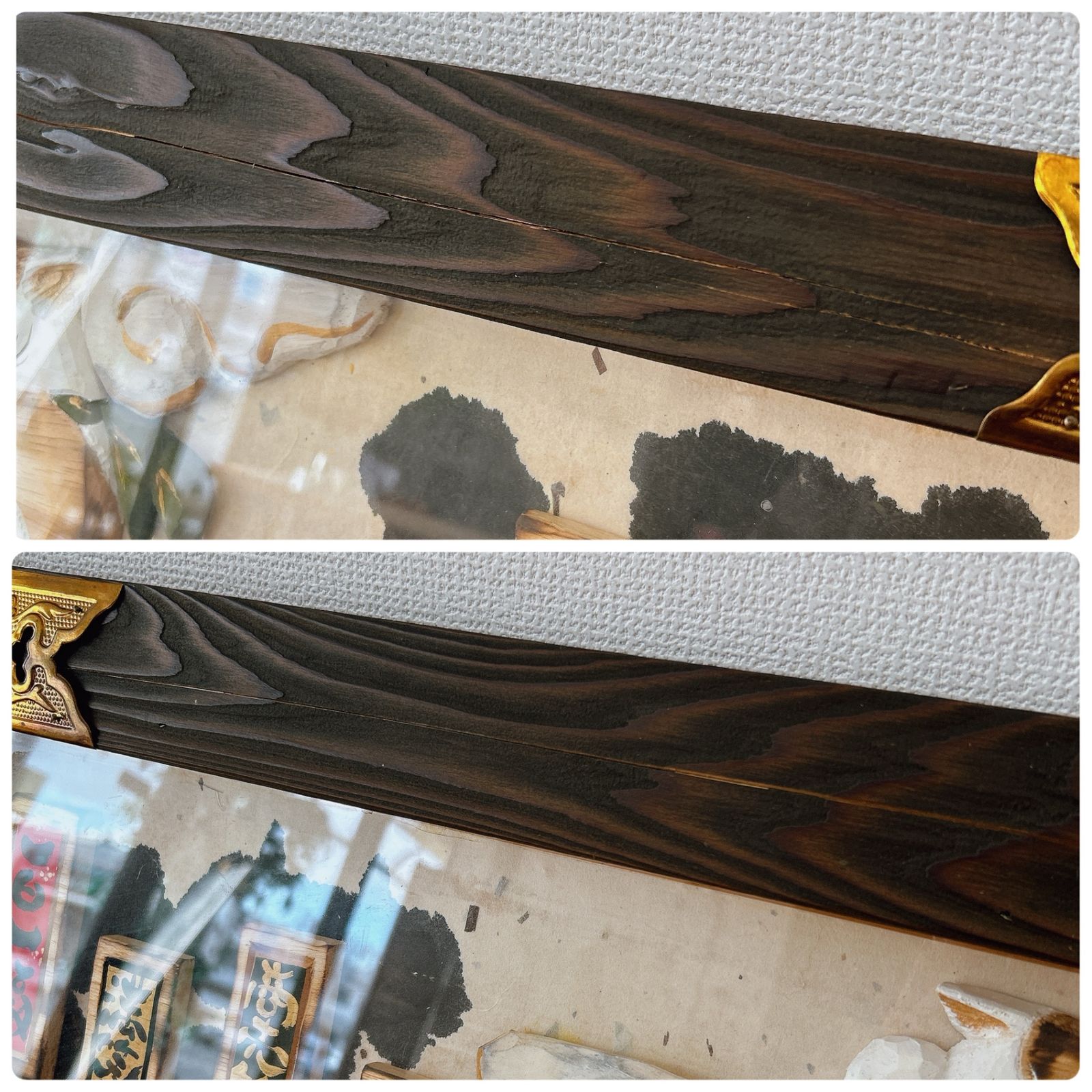 1041 【真作】佐山泰弘 額縁入り 招き猫 1997年製作 90cmx36cm 訳