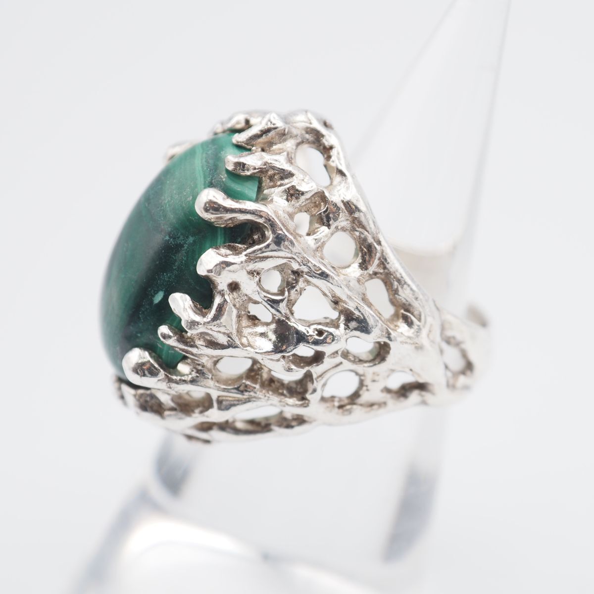 G494 マラカイト 孔雀石 リング デザイン シルバー 指輪 ヴィンテージ
