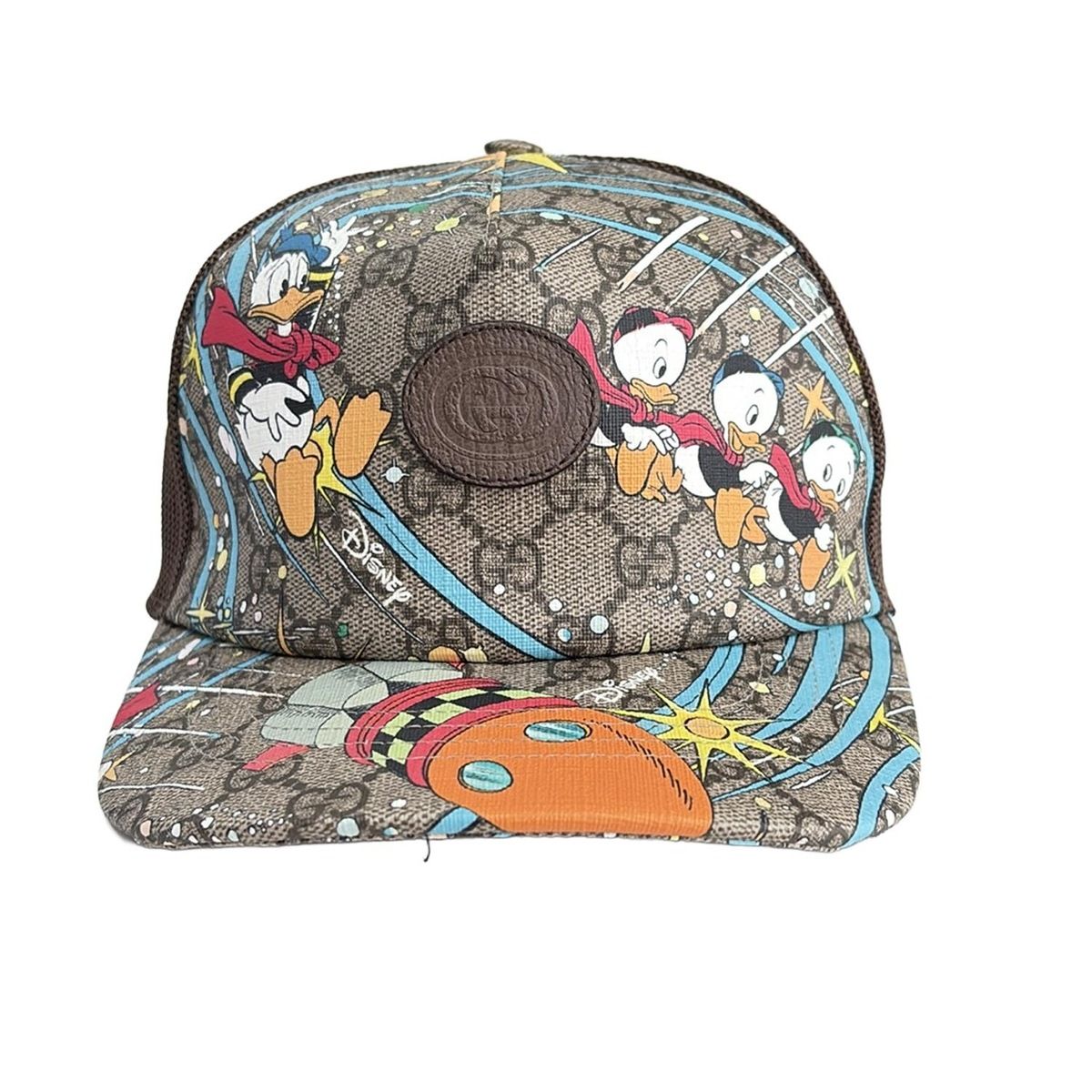 GUCCI グッチ キャップ L - 648843 ダークブラウン×ベージュ×マルチ Disneyコラボ|GG柄|インターロッキングG コットン