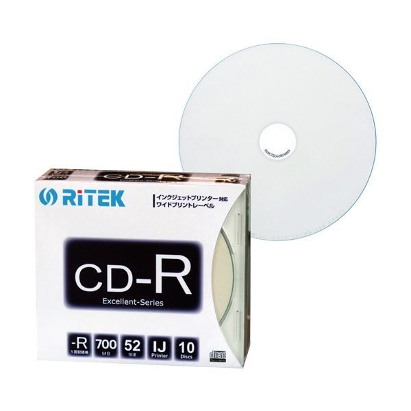 まとめ RITEK データ用CD-R 700MB1-52倍速 ホワイトワイドプリンタブル 5mmスリムケース CD-R700EXWP.10RT SC N1パック 10枚 ×30セット