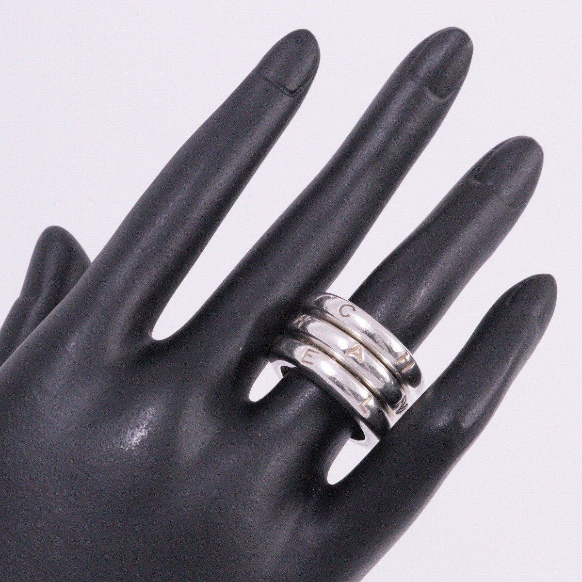 ★美品★　シャネル　CHANEL 3連リング　925　シルバー　13号 CHANEL シャネル 3連リング 指輪 ロゴ SV925 シルバー 約13.5