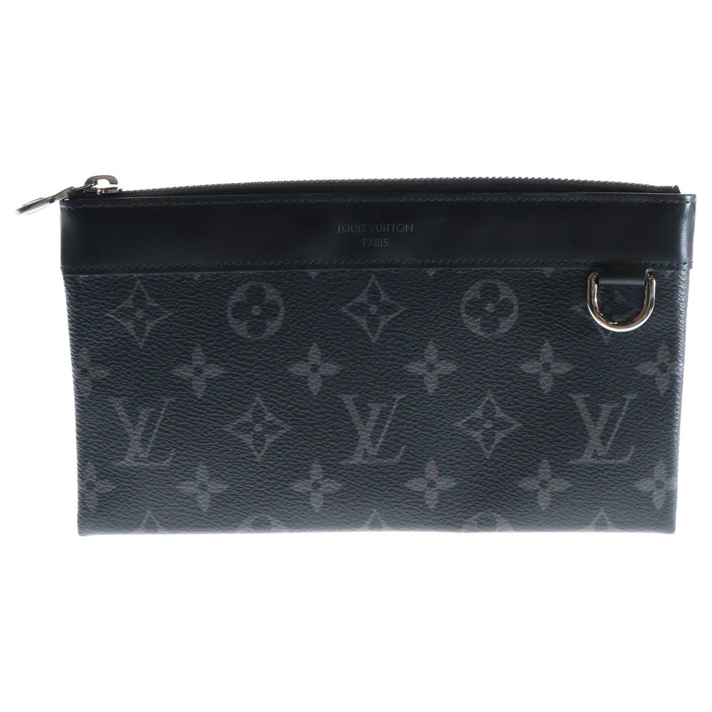 LOUIS VUITTON ルイヴィトン モノグラムエクリプス ポシェットディスカバリーPM ポーチ ケース セカンドバッグ ブラック レザー×PVC シルバー金具 M 44323