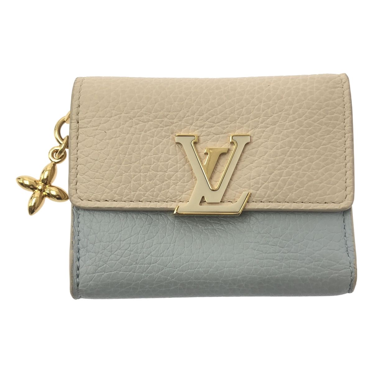 Louis Vuitton ルイヴィトン M11446 ポルトフォイユ カプシーヌ XS レザー ロゴ コンパクト ウォレット 財布 XS ブルー ピンク レディース
