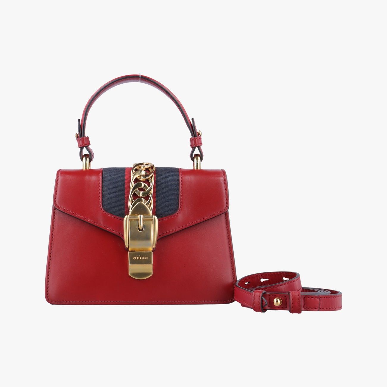 グッチGucciシルヴィ レッド×ネイビー レザー 470270 C024144899