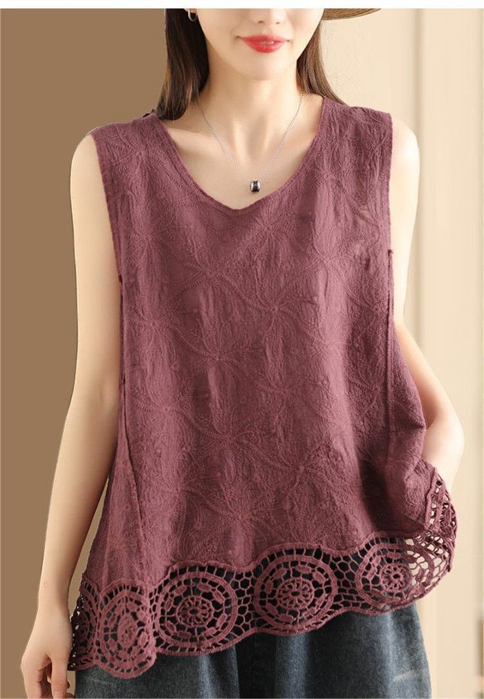 タンクトップ 刺繍