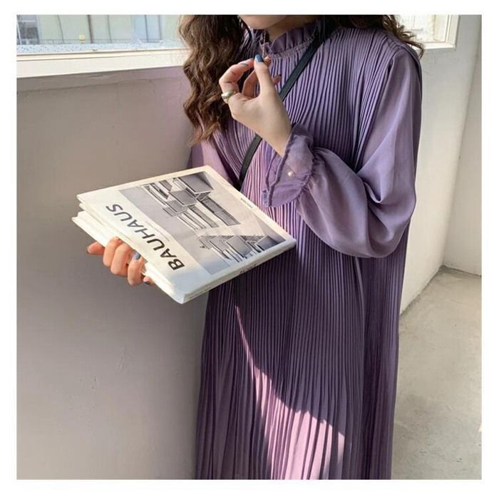 プリーツワンピース ワンピース ロング 長袖 春 夏 秋 秋服 ロング ワンピース プリーツ ワンピ 透け感 ゆったり レディース ワンピース ドレス 大きいサイズ きれいめ 上品 オフィス 通勤 カジュアル