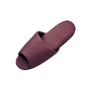  （まとめ）抗菌ビニールレザー調スリッパ（前開き） ダークワイン 10足