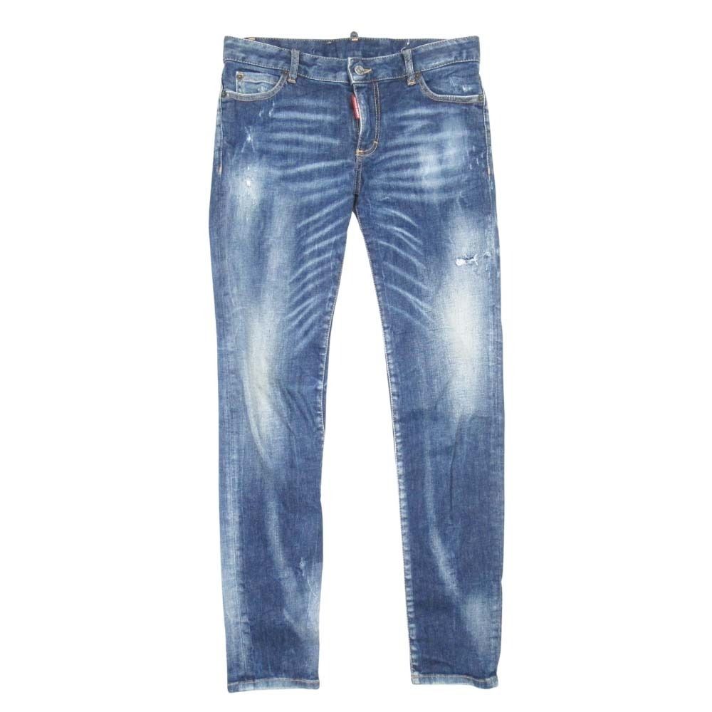 21aw DSQUARED2 ディースクエアード スキニージーンズ スリム ストレッチ デニム パンツ ジーパン Gパン ダメージ 38 インディゴ レディース 古着