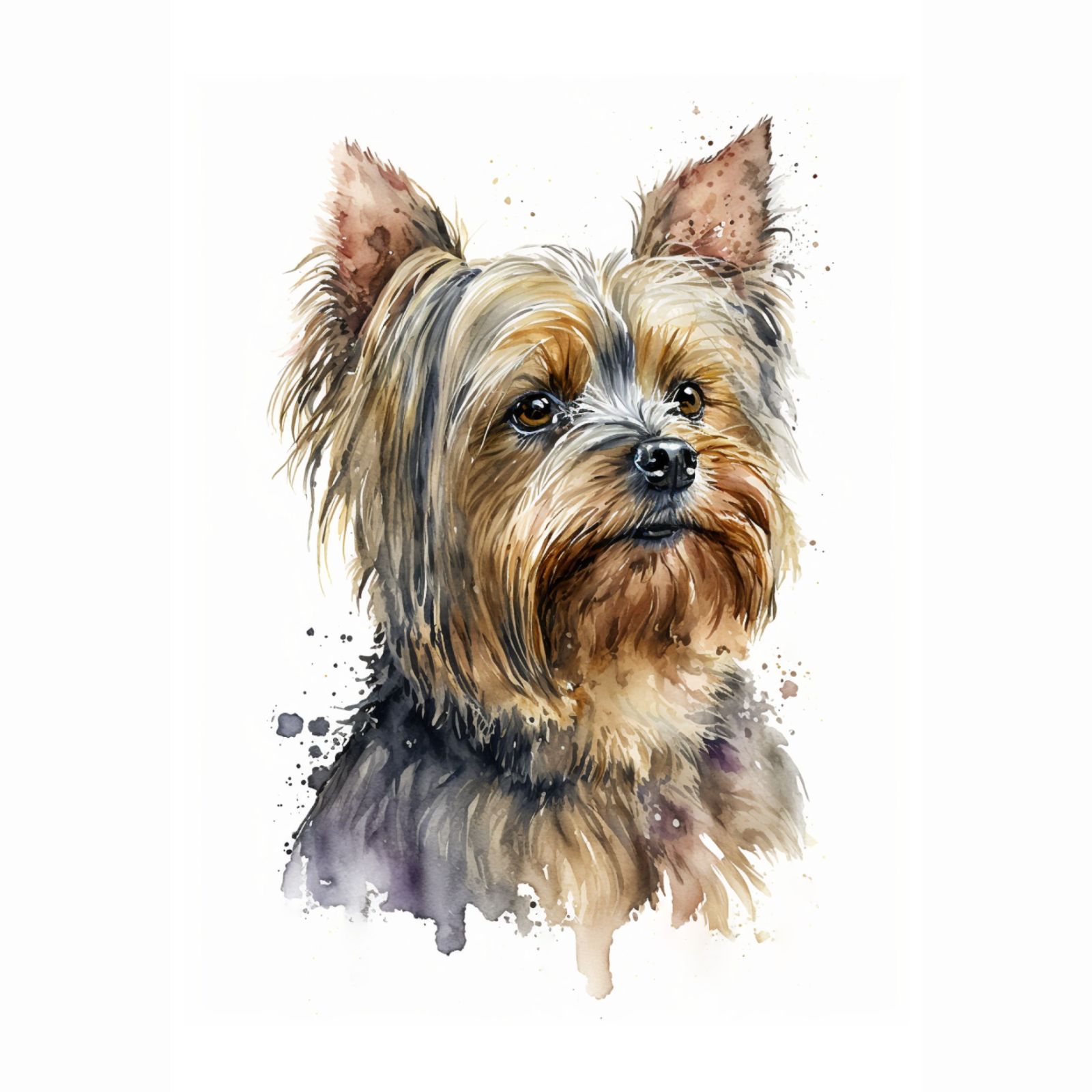 ヨークシャー・テリア 犬アート インテリアポスター 水彩 いぬの