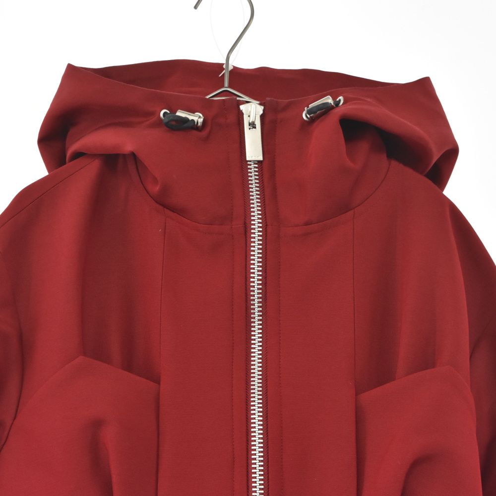 Sacai (サカイ) 22AW Silk Wool Hoodie シルク混ウール ジップアップパーカー フーディージャケット コート レッド  22-06316 レディース - メルカリ