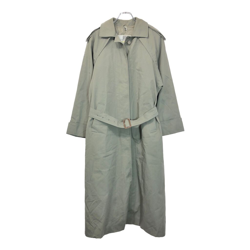 90年代 カナダ製 Aquascutum アクアスキュータム ステンカラーコート カーキ レディース M相当 古着 V4846