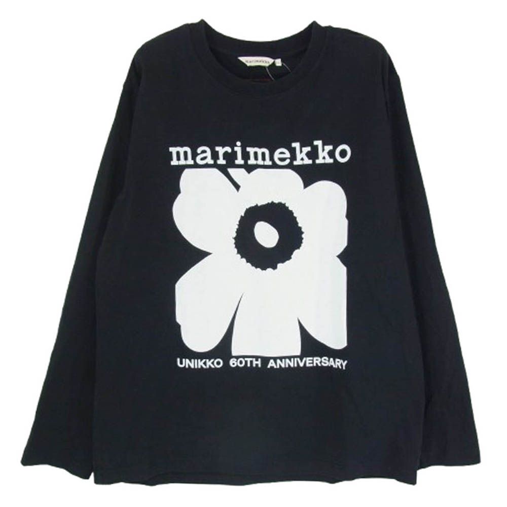 marimekko マリメッコ Unikko 60Th Anniversary ウニッコ 60周年記念 フラワープリント 長袖カットソー ブラック系 S