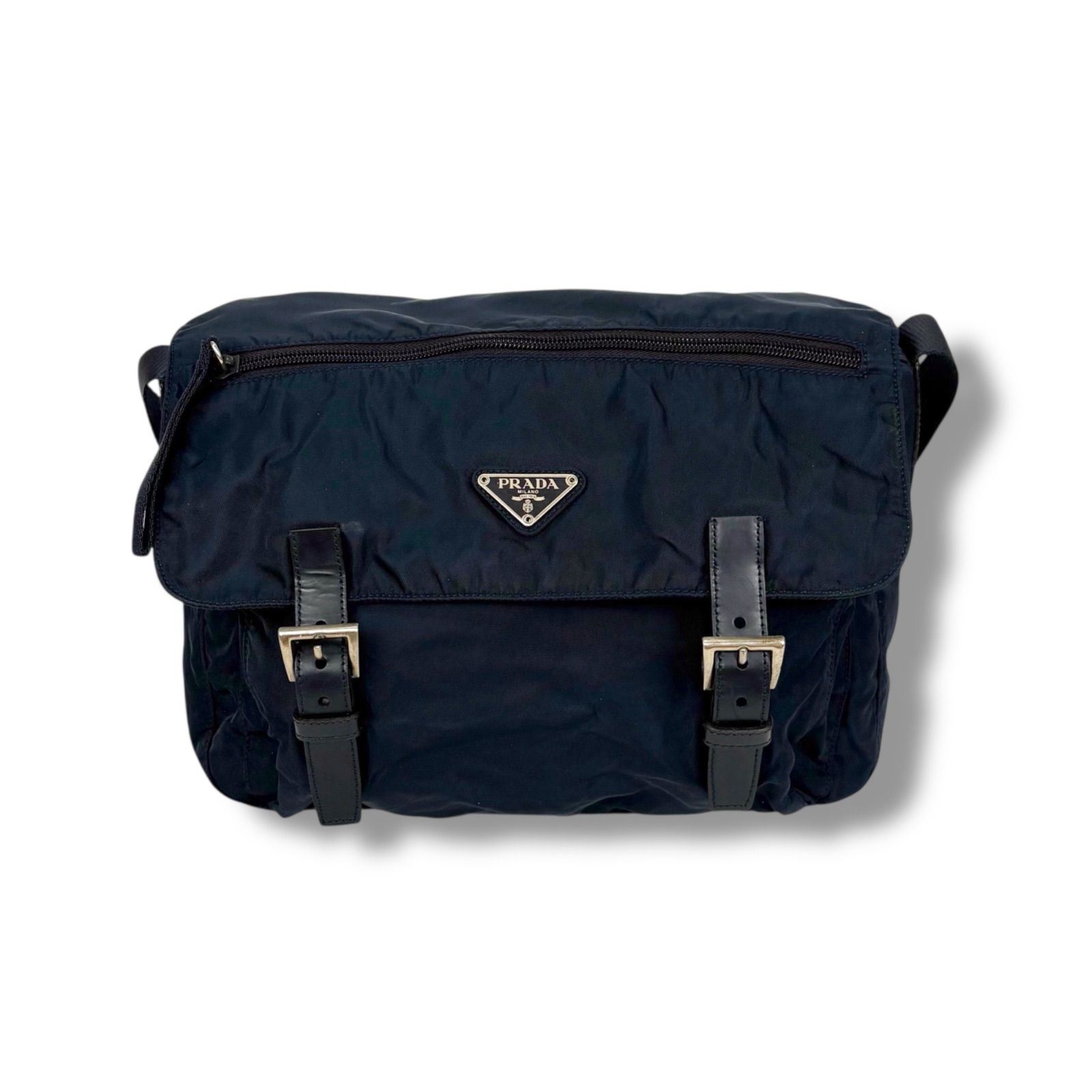PRADA ボディバッグ　三角ロゴ　ナイロン　テスート　ブラック　クロスボディ PRADA - 良品 PRADA プラダ 三角ロゴ ロゴ金具 ナイロン テスート