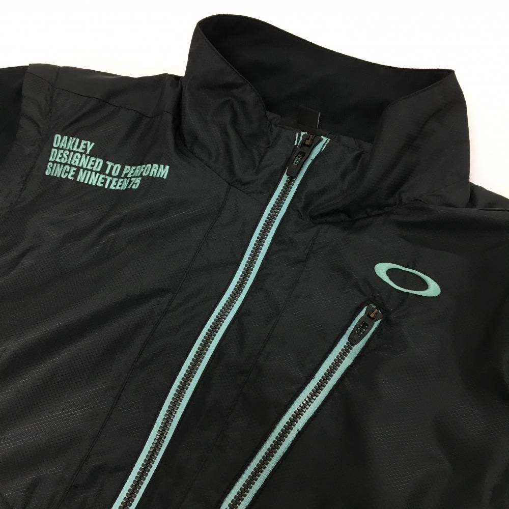 OAKLEY 2WAYジャケット L ゴルフ 超美品】オークリー 2WAYジャケット 黒×ライトブルー 袖着脱可
