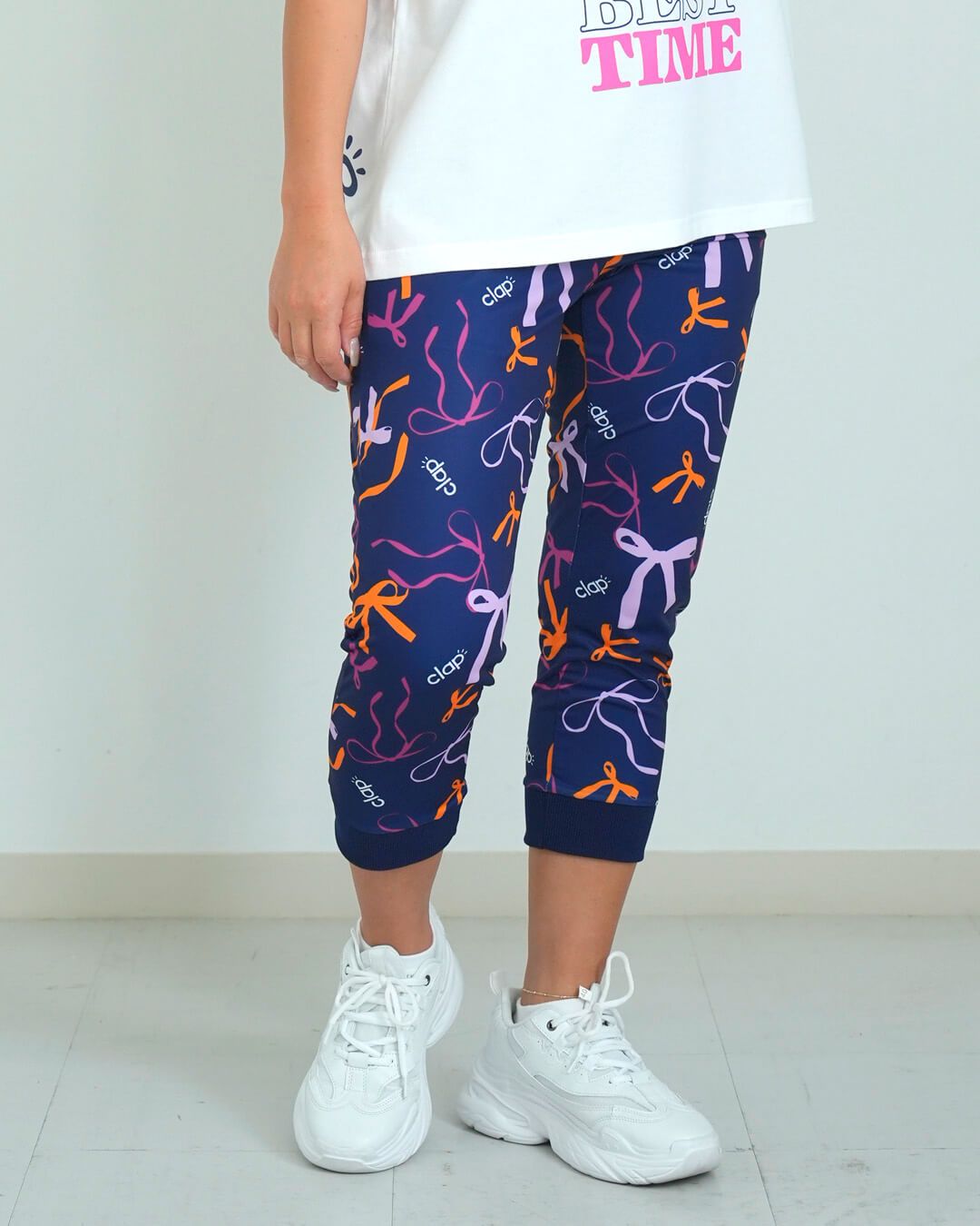 クラップ フィットネス ウェア clap フィットネスウェア レディース パンツ RIBBON E M フリーサイズ ヨガウェア スポーツウェア イーシュット 柄 リボン 2025