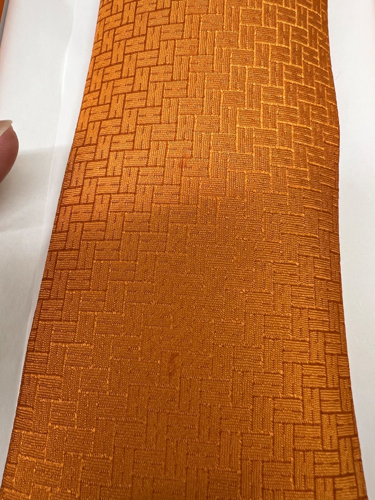 【未使用】HERMES エルメス　ネクタイ　ファソネ　H柄　光沢　オレンジ　無地 駅南やまご質店オンラインショップ / エルメス ネクタイ