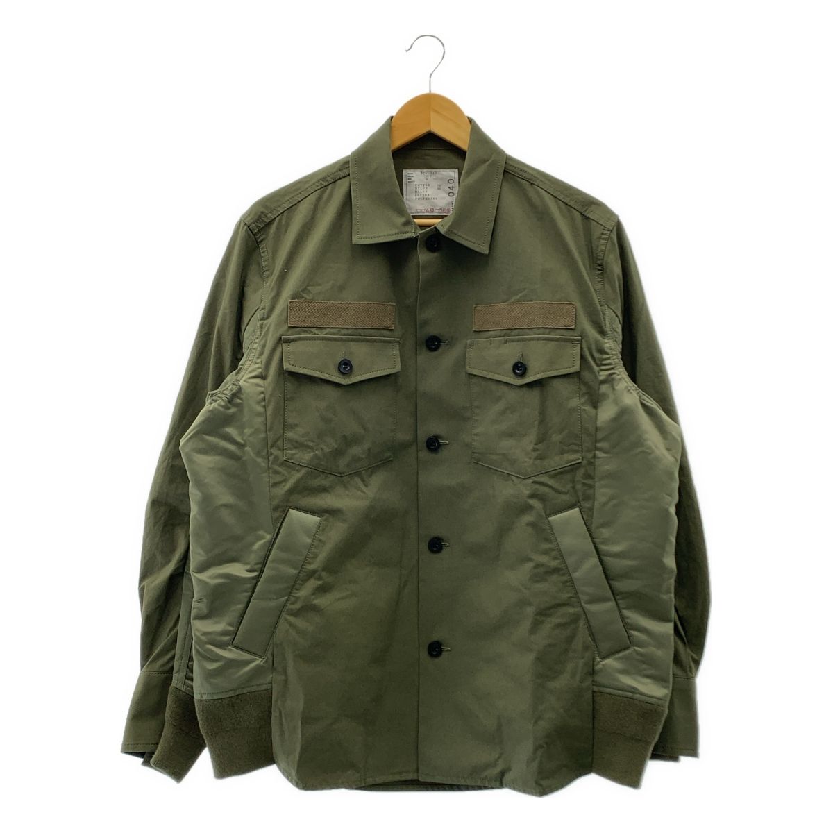 sacai | サカイ | 2021SS | Cotton Oxford Nylon Twill Shirt コットン オックスフォード ナイロン ツイル ミリタリー シャツ | 3 | カーキ | メンズ