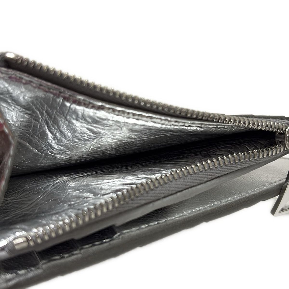 ボッテガ・ヴェネタ イントレチャートシルバー二つ折り財布 25SS BOTTEGA VENETA(ボッテガヴェネタ) 2つ折り財布美品 イントレ