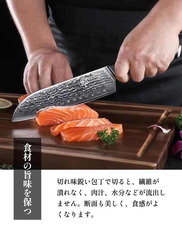 KEEMAKE 包丁 三徳包丁 ダマスカス包丁 180mm 67層 VG10 KEEMAKE 包丁 三徳包丁 ダマスカス包丁 180mm 67層 VG10